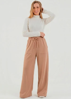 Just Basic - Calça Feminina Moletom sem Felpa Bege - JUST BASIC