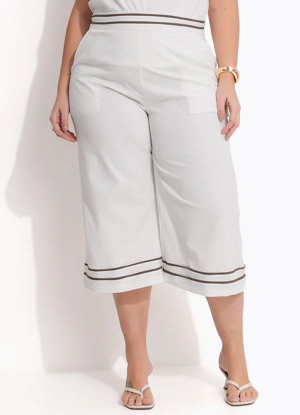 Quintess - Calça Off White em Crepe Plano 5