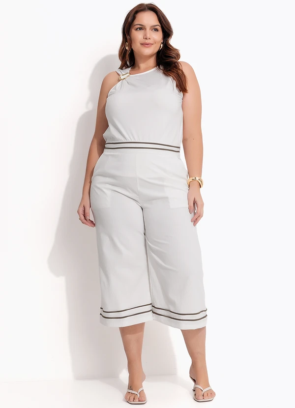 Quintess - Calça Off White em Crepe Plano 2