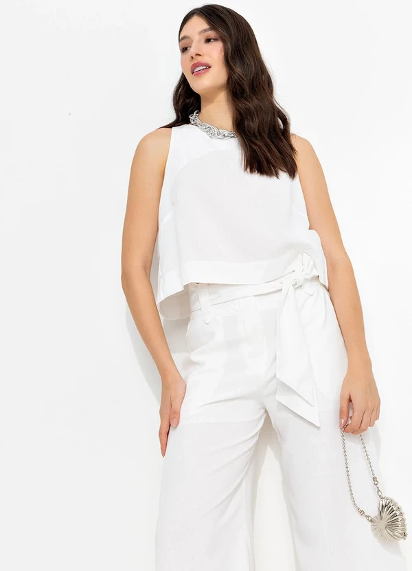 You Premium - Calça Pantacourt Bege 8