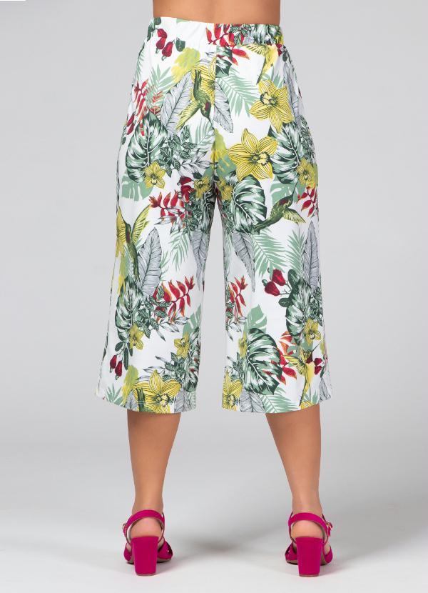 Quintess - Calça Pantacourt Floral com Elástico na Cintura 2
