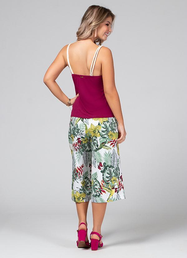 Quintess - Calça Pantacourt Floral com Elástico na Cintura 4