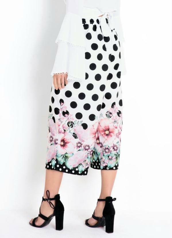 Quintess - Calça Pantacourt Floral Poá com Bolsos 2