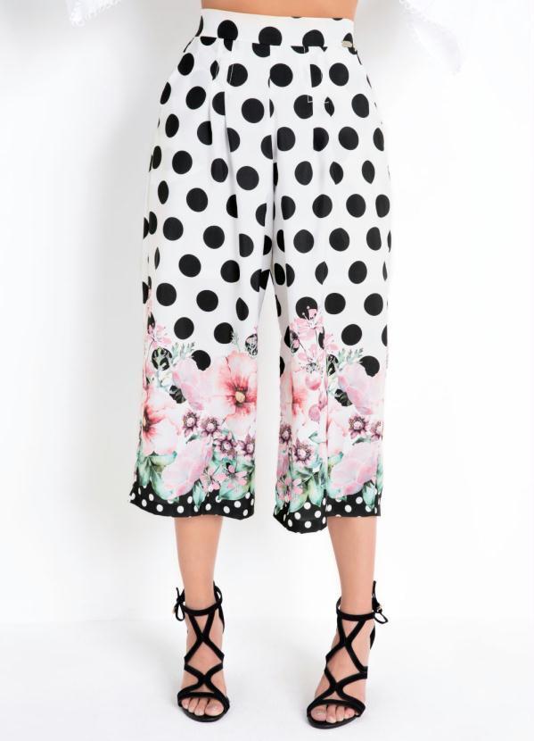 Quintess - Calça Pantacourt Floral Poá com Bolsos 3