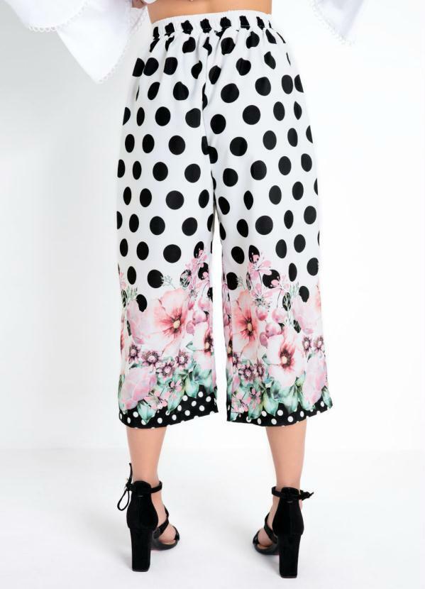 Quintess - Calça Pantacourt Floral Poá com Bolsos 4