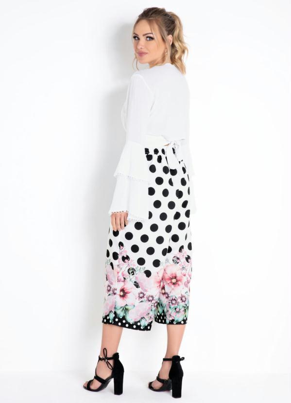 Quintess - Calça Pantacourt Floral Poá com Bolsos 6