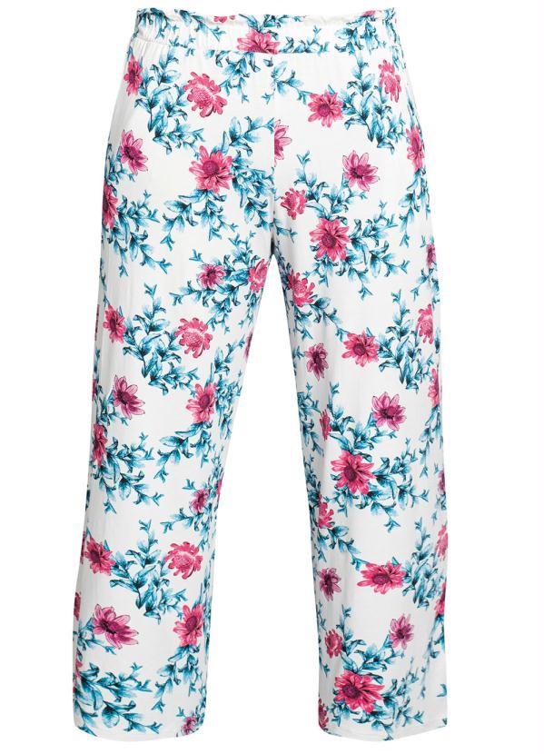 Queima Estoque - Calça Pantacourt Floral White 12