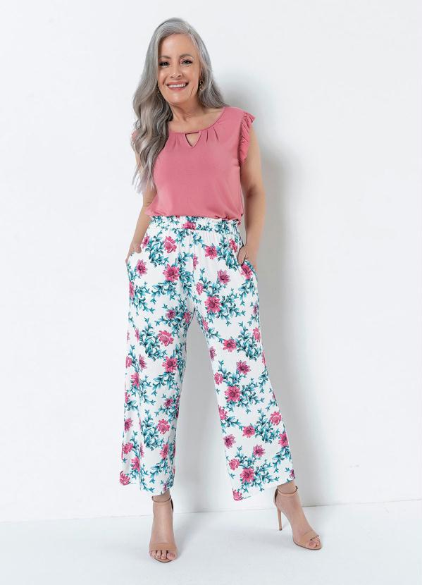 Queima Estoque - Calça Pantacourt Floral White 3