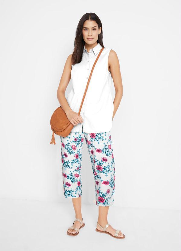 Queima Estoque - Calça Pantacourt Floral White 7