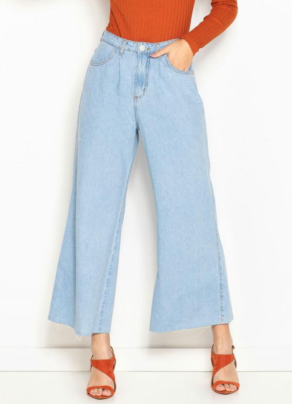 Hering - Calça Pantacourt Jeans Azul