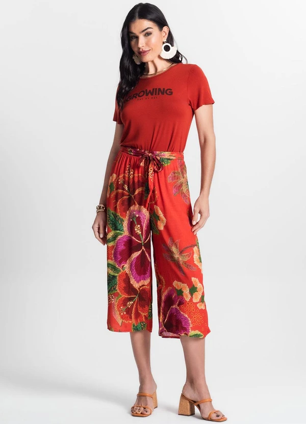 Infinita Cor - Calça Pantacourt Laranja 3