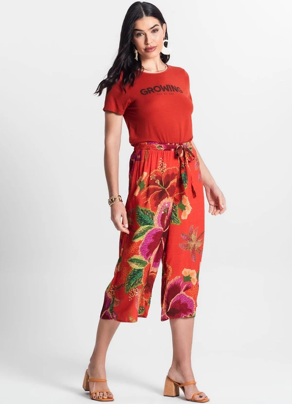 Infinita Cor - Calça Pantacourt Laranja 5