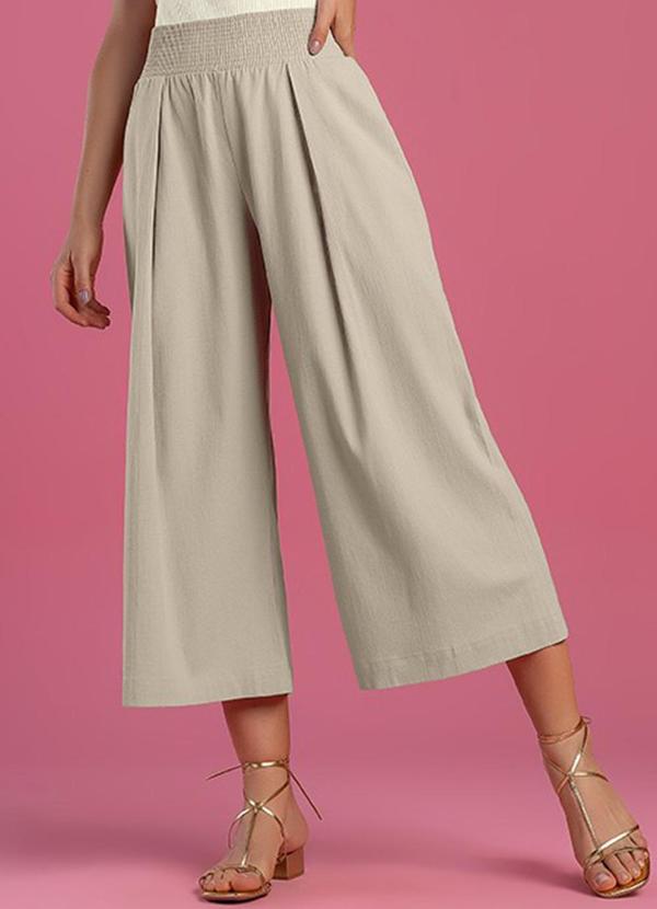 Angel - Calça Pantacourt Linho Bege