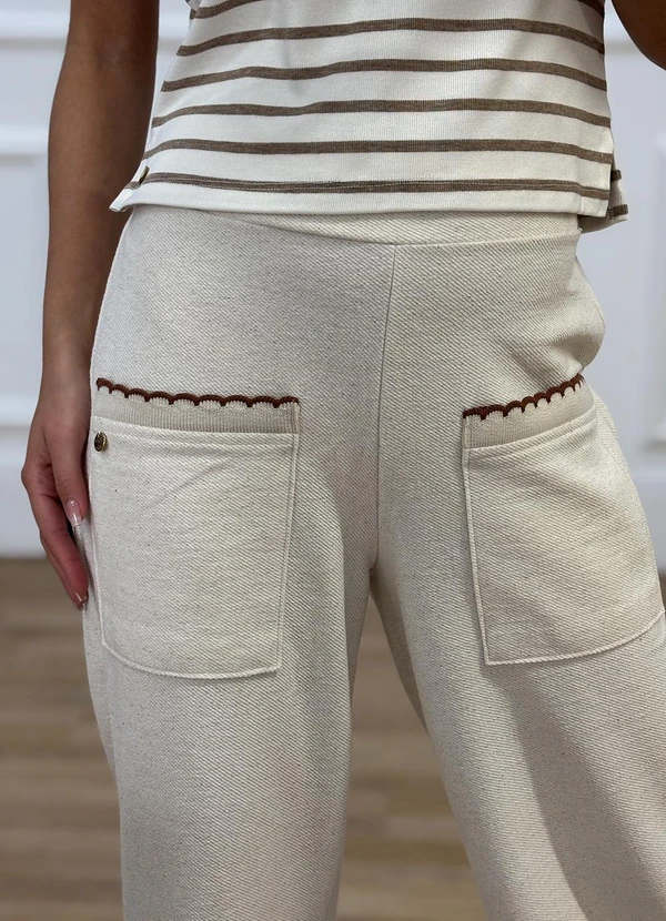 Doce Tom - Calça Pantacourt Moletinho Bege 2