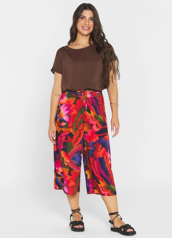 Infinita Cor - Calça Pantacourt Vermelho 2