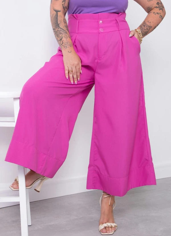 Quintess - Calça Pink com Bolsos e Pregas