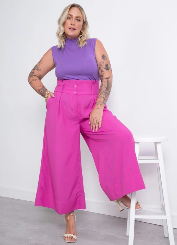 Quintess - Calça Pink com Bolsos e Pregas 2