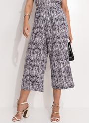 Calça Poá Abstrato em Crepe Plano