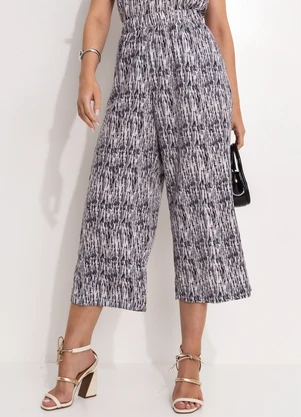 Quintess - Calça Poá Abstrato em Crepe Plano - QUINTESS