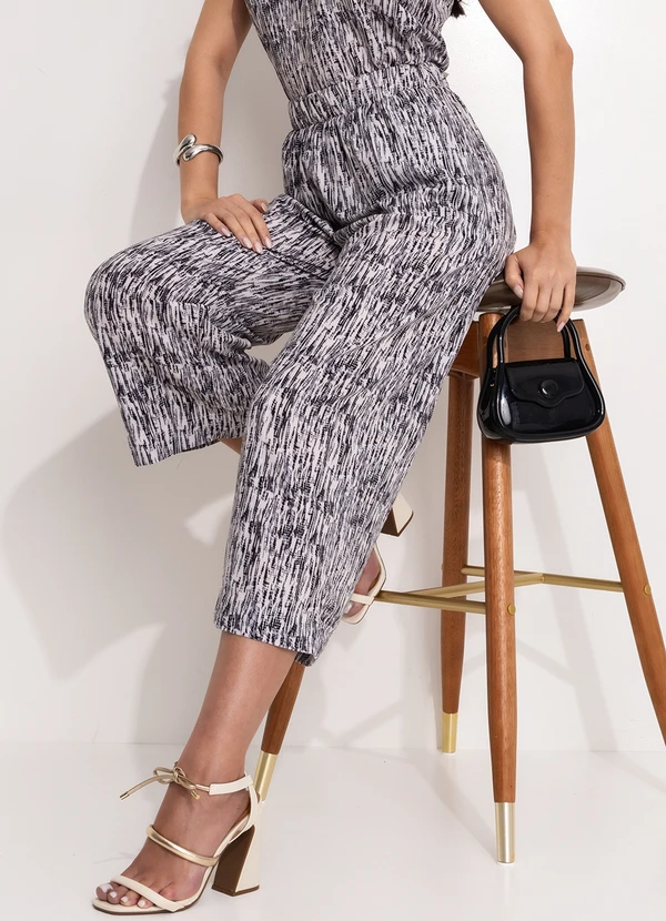 Quintess - Calça Poá Abstrato em Crepe Plano 3