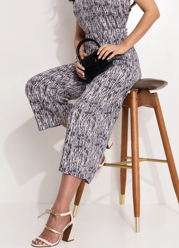 Quintess - Calça Poá Abstrato em Crepe Plano 4