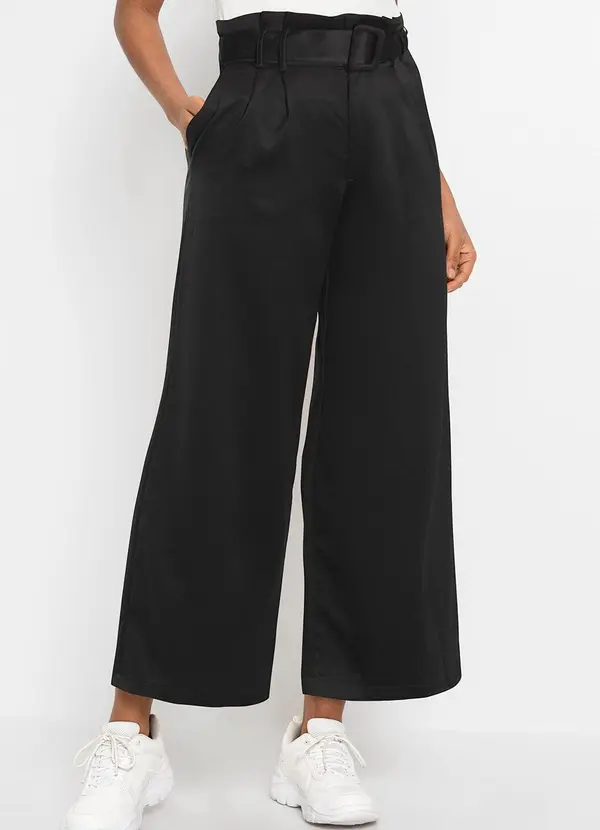 bonprix - Calça Preta em Crepe Plano