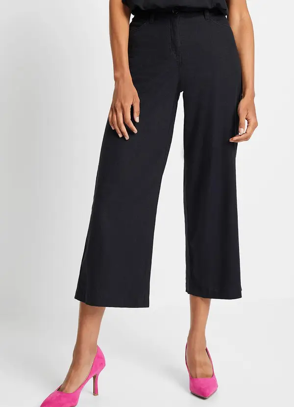 bonprix - Calça Preta em Jeans de Algodão com Sarja.