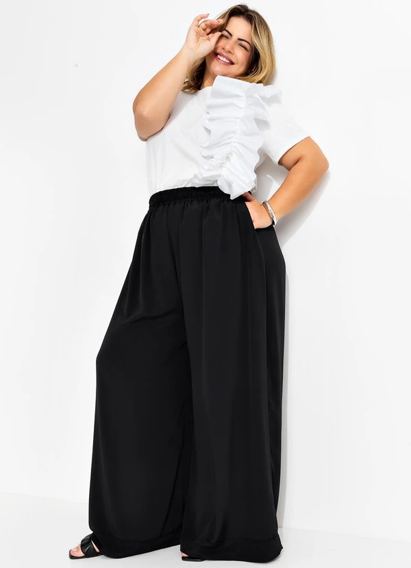 Quintess - Calça Preto em Crepe Plano 3