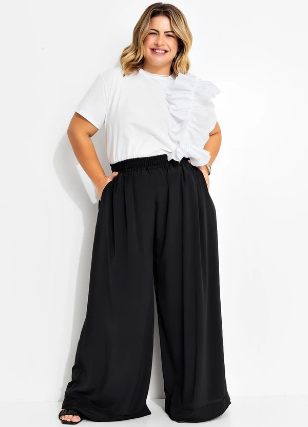 Quintess - Calça Preto em Crepe Plano 6