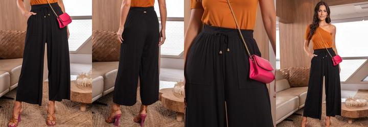 Calça Preto em Malha de Viscose