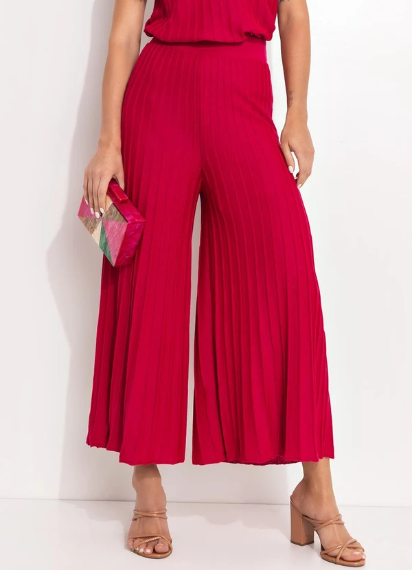 Quintess - Calça Rosa em Tricô