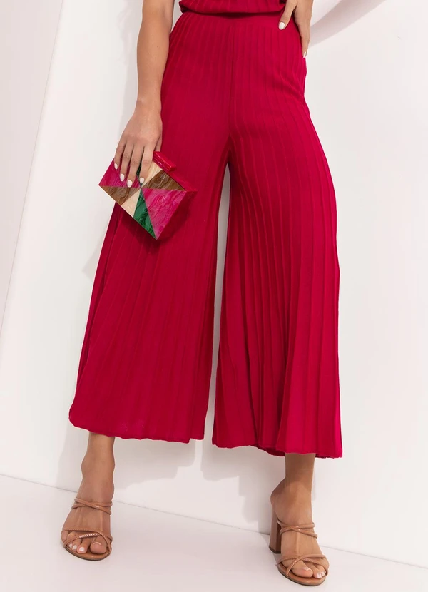 Quintess - Calça Rosa em Tricô