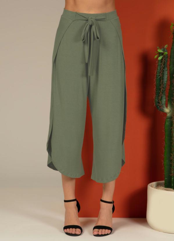 Quintess - Calça Saia Verde com Laterais Transpassadas 3