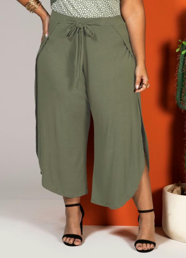 Quintess - Calça Saia Verde com Laterais Transpassadas 6