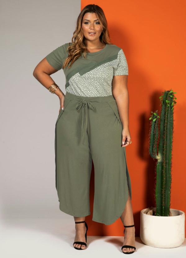 Quintess - Calça Saia Verde com Laterais Transpassadas 8