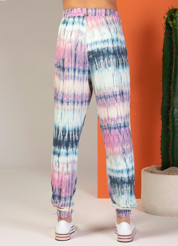 Quintess - Calça Tie Dye Rosa com Elástico na Cintura 2