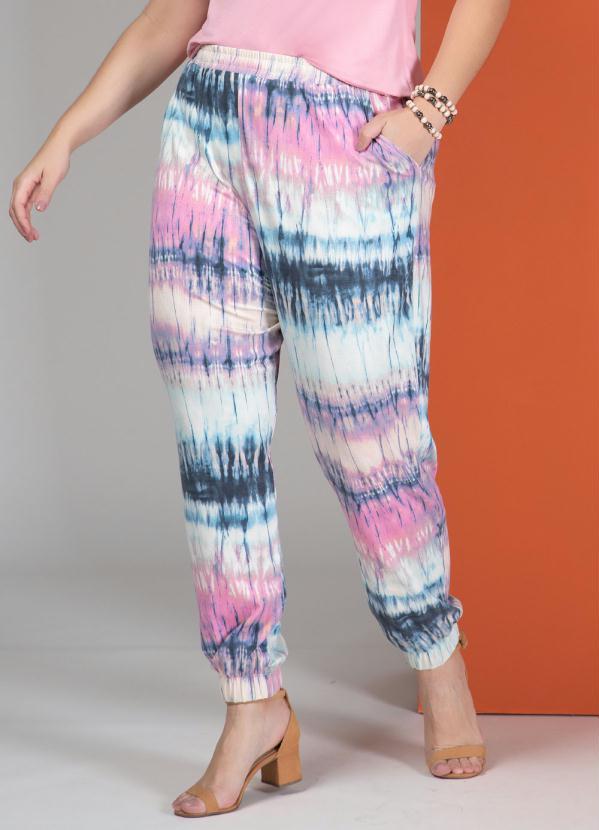 Quintess - Calça Tie Dye Rosa com Elástico na Cintura 6