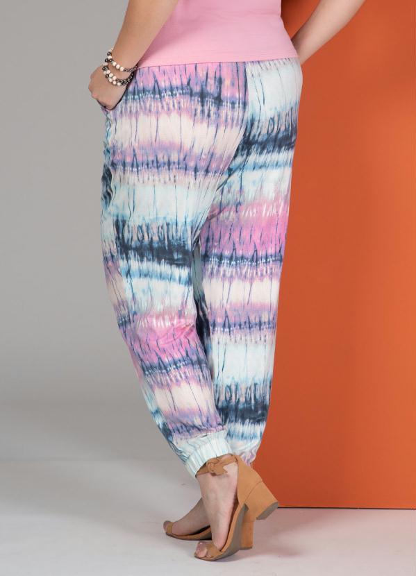 Quintess - Calça Tie Dye Rosa com Elástico na Cintura 7