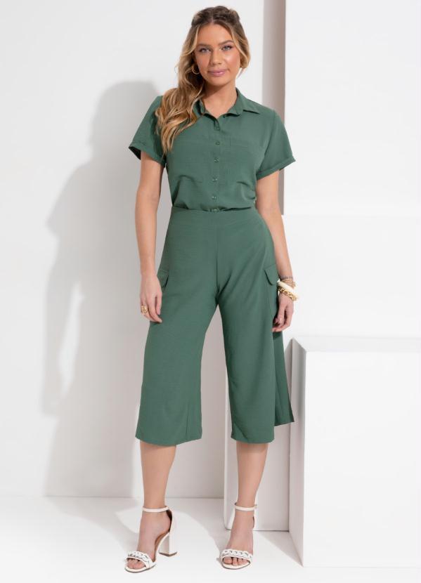 Outlet - Calça Verde com Bolso Cargo 8
