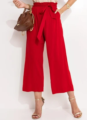 Quintess - Calça Vermelha em Viscose Slub Prime - QUINTESS