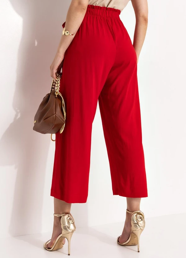Quintess - Calça Vermelha em Viscose Slub Prime 2