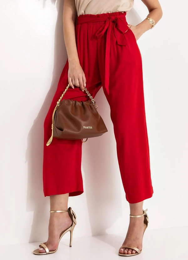 Quintess - Calça Vermelha em Viscose Slub Prime 3