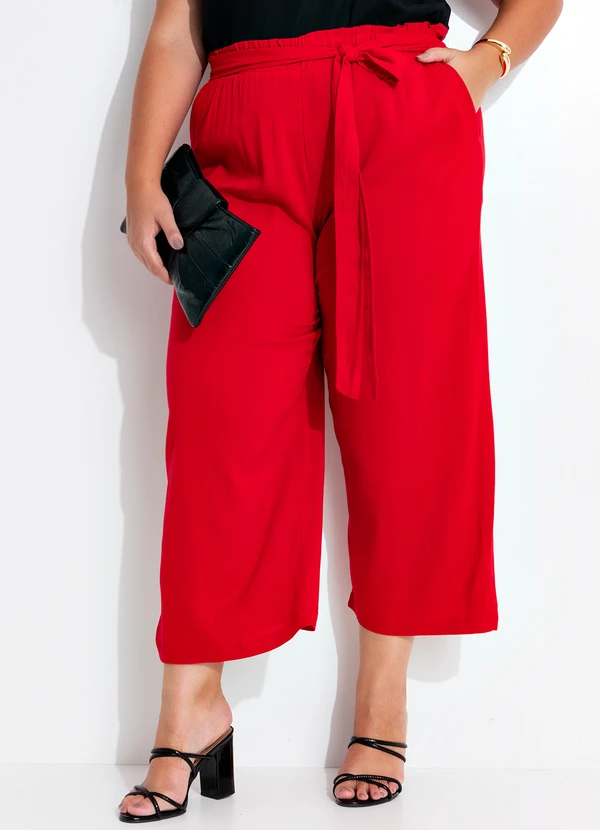 Quintess - Calça Vermelha em Viscose Slub Prime 4