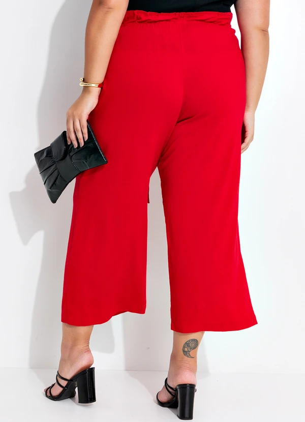 Quintess - Calça Vermelha em Viscose Slub Prime 5