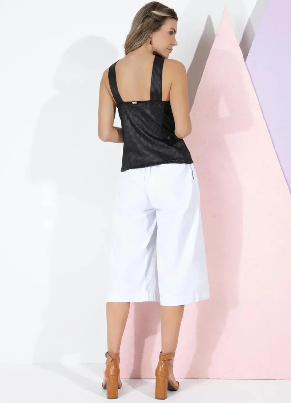 Quintess - Jorts Branco com Pregas e Bolsos 2