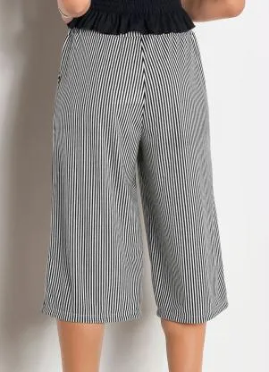 Moda Pop - Pantacourt Listras com Bolso Funcional - MODA POP