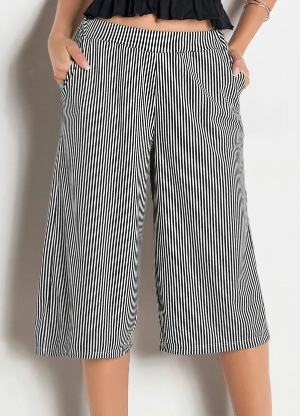 Moda Pop - Pantacourt Listras com Bolso Funcional