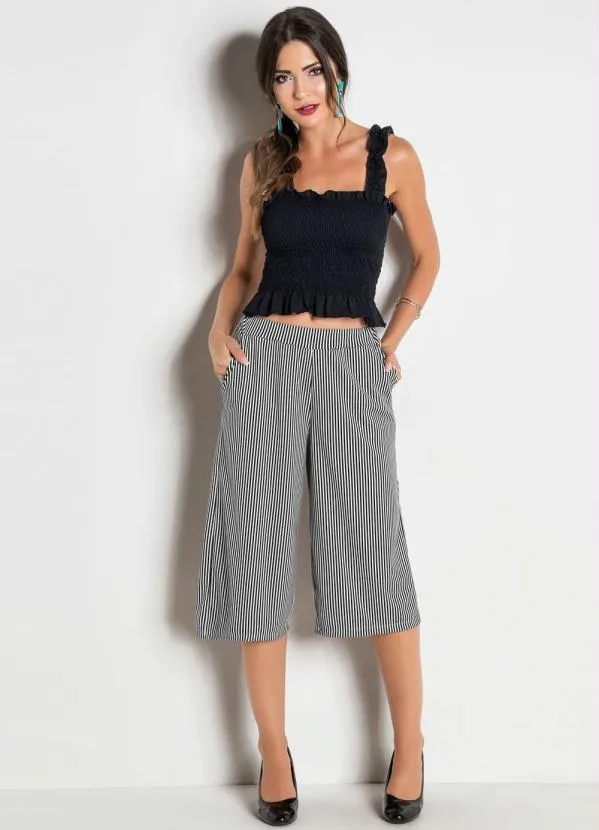 Moda Pop - Pantacourt Listras com Bolso Funcional 3