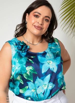 Quintess - Blusa Acqua Floral em Cetim - QUINTESS