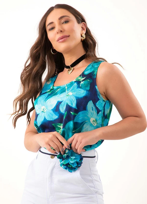 Quintess - Blusa Acqua Floral em Cetim